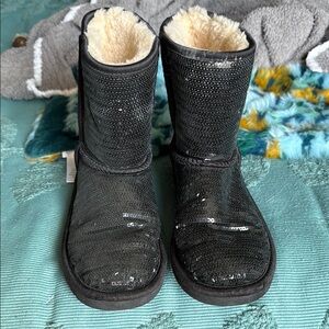Women/Kids Black Sequin UGG Boots Size 5